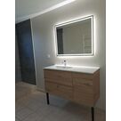 nouveau meuble plan vasque excentré + miroir LED rétroéclairé